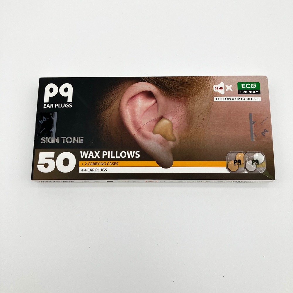 PQ Ear Plugs Wax Pillows 50 Count Skin Tone 32dB Noise Reduction New